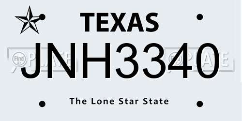 JNH3340 Texas License Plate