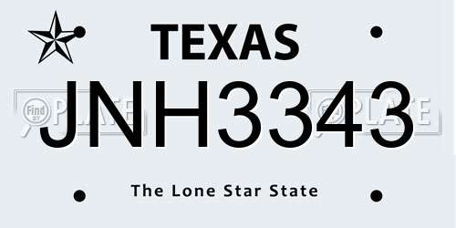 JNH3343 Texas License Plate