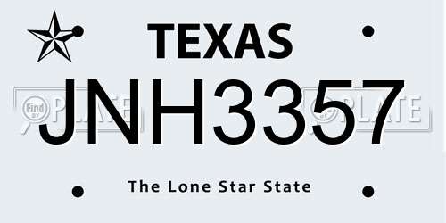JNH3357 Texas License Plate