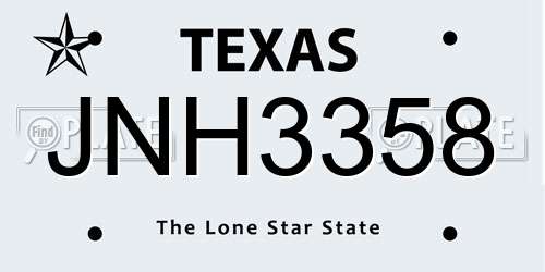 JNH3358 Texas License Plate