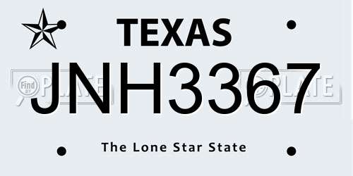 JNH3367 Texas License Plate