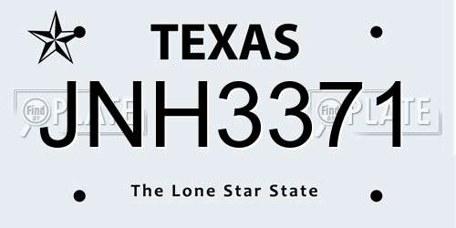 JNH3371 Texas License Plate