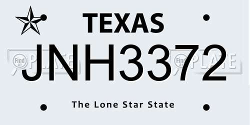 JNH3372 Texas License Plate
