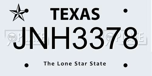 JNH3378 Texas License Plate