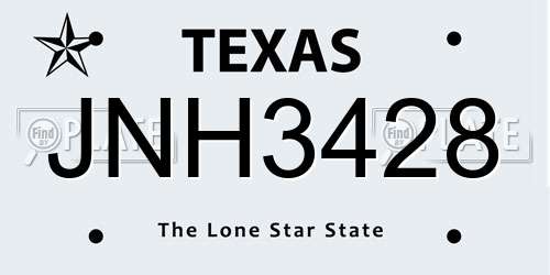 JNH3428 Texas License Plate