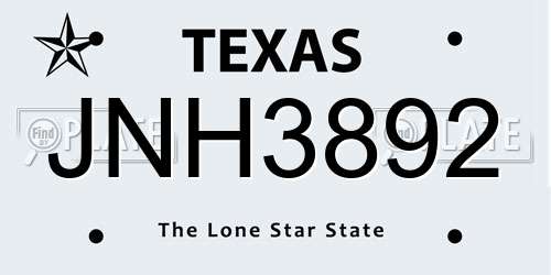 JNH3892 Texas License Plate