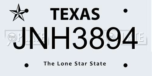 JNH3894 Texas License Plate