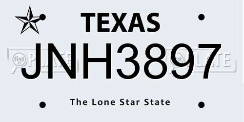 JNH3897 Texas License Plate