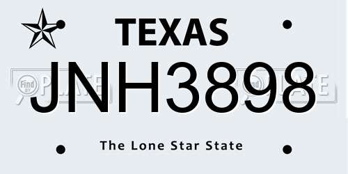 JNH3898 Texas License Plate