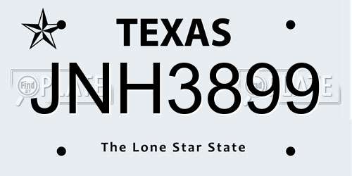 JNH3899 Texas License Plate