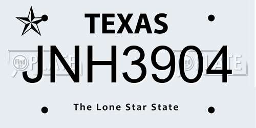 JNH3904 Texas License Plate