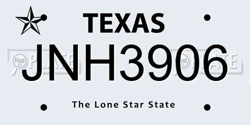 JNH3906 Texas License Plate