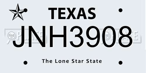JNH3908 Texas License Plate