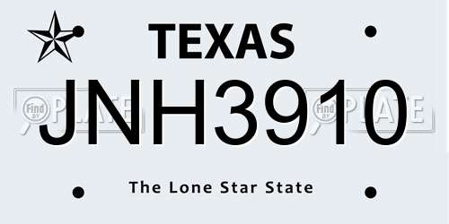JNH3910 Texas License Plate