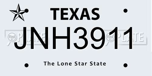 JNH3911 Texas License Plate