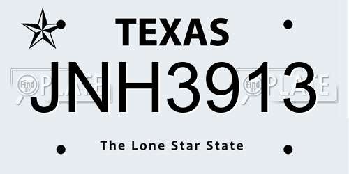 JNH3913 Texas License Plate