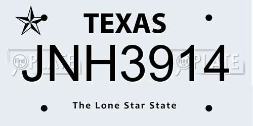 JNH3914 Texas License Plate