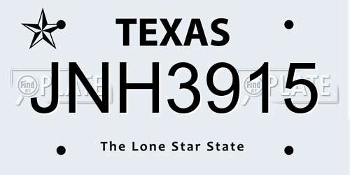 JNH3915 Texas License Plate