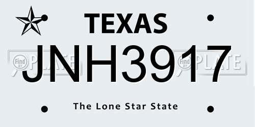 JNH3917 Texas License Plate