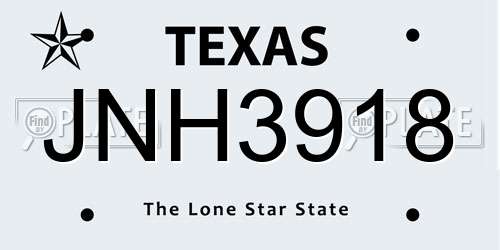 JNH3918 Texas License Plate