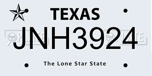JNH3924 Texas License Plate