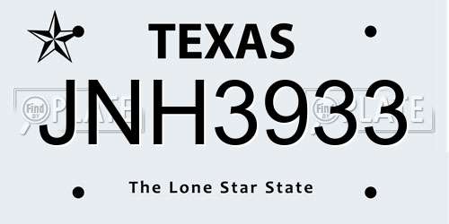 JNH3933 Texas License Plate