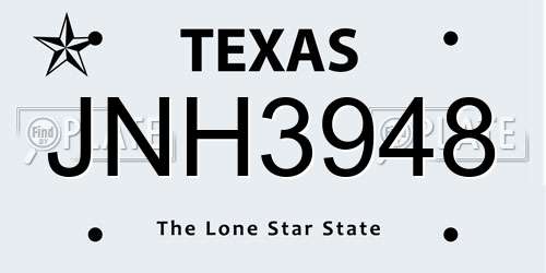 JNH3948 Texas License Plate