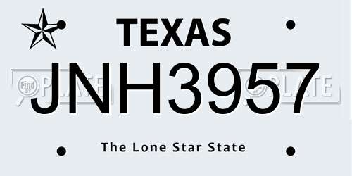 JNH3957 Texas License Plate