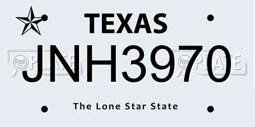 JNH3970 Texas License Plate