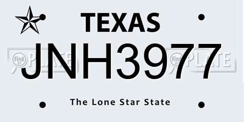 JNH3977 Texas License Plate
