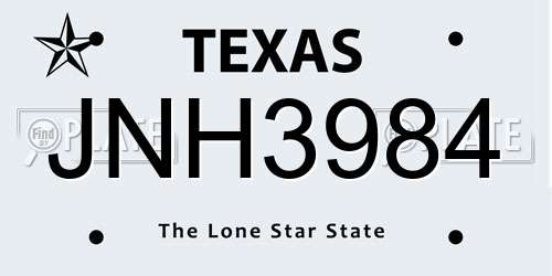 JNH3984 Texas License Plate