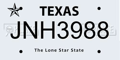 JNH3988 Texas License Plate
