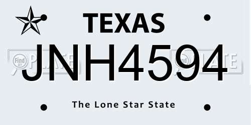 JNH4594 Texas License Plate