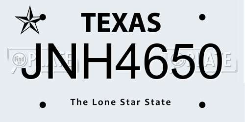 JNH4650 Texas License Plate