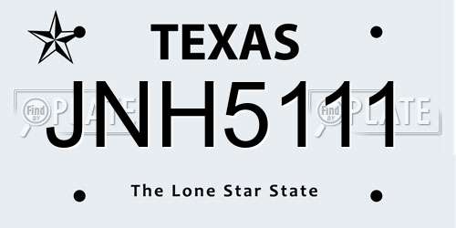 JNH5111 Texas License Plate