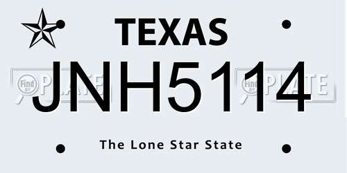 JNH5114 Texas License Plate