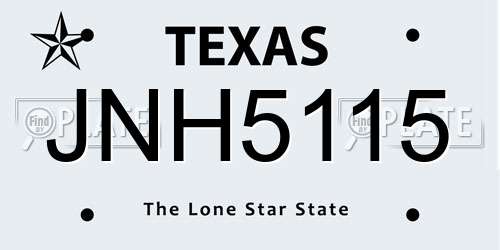 JNH5115 Texas License Plate