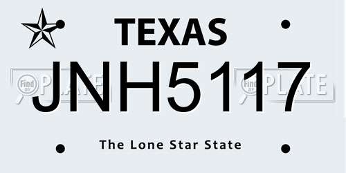 JNH5117 Texas License Plate