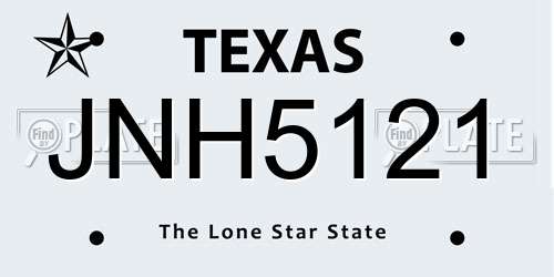 JNH5121 Texas License Plate