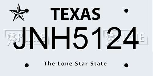 JNH5124 Texas License Plate