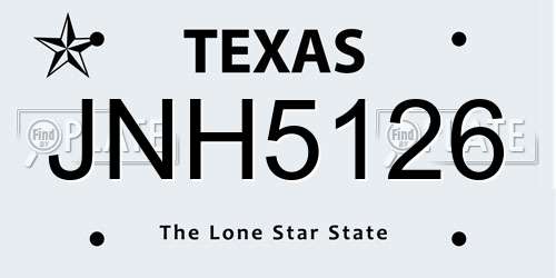 JNH5126 Texas License Plate