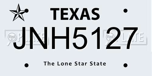 JNH5127 Texas License Plate