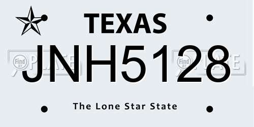 JNH5128 Texas License Plate
