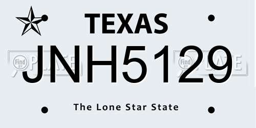 JNH5129 Texas License Plate