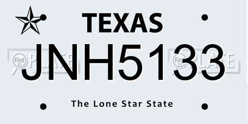 JNH5133 Texas License Plate