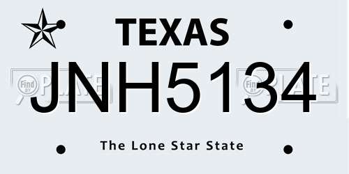JNH5134 Texas License Plate