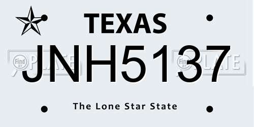 JNH5137 Texas License Plate