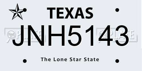 JNH5143 Texas License Plate
