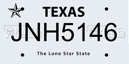 JNH5146 Texas License Plate