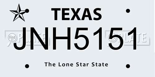JNH5151 Texas License Plate